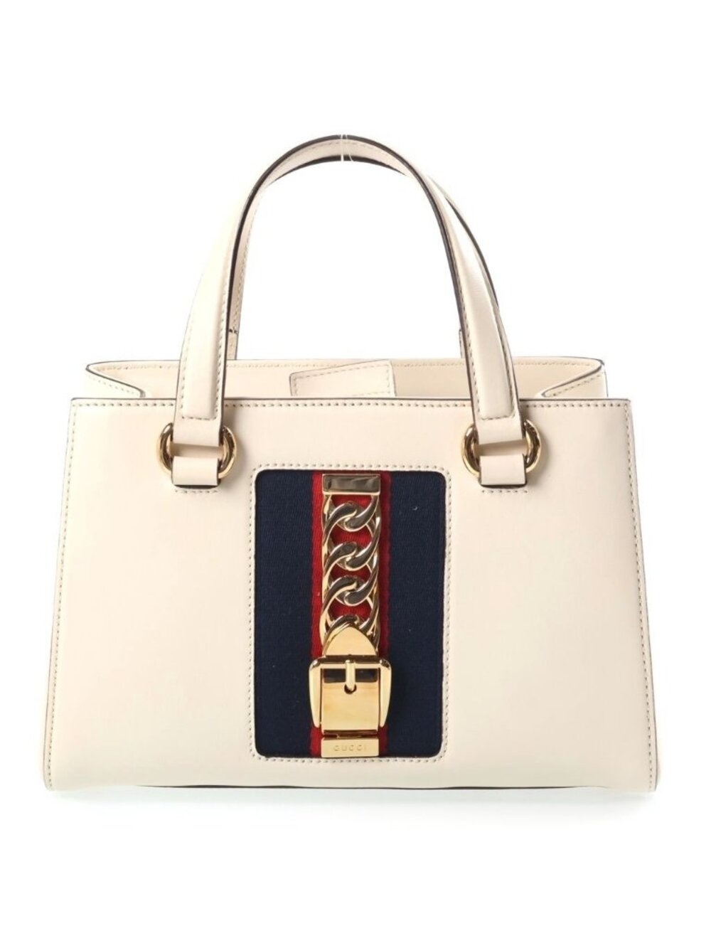 Gucci Sylvie Sherry Line Leather 2-Way Bag Gold Ivory